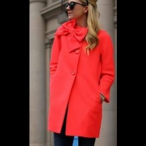 NWT! Kate Spade Kendall Red Bow Car Coat